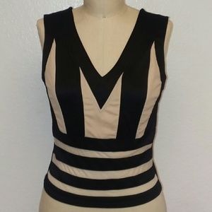 Alt B Color Block  Black Beige  Dress Top NWT Sz L